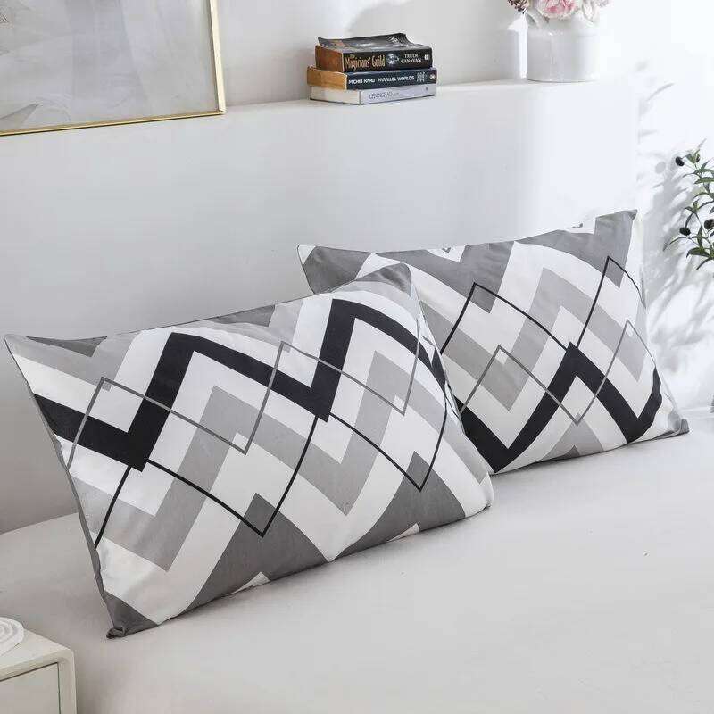 Wave Striped Duvet Cover Gray White Classic Bedding Three Piece Set H260311 - view 5