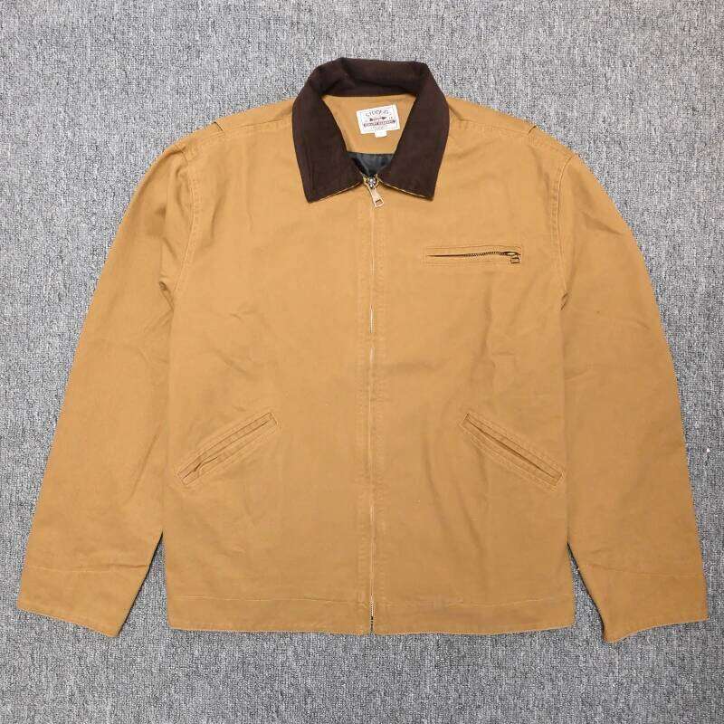 Men's Workwear Spring Autumn Washed Cotton Turn-down Collar Coat Detroit Cargo Male Outdoor Zipper Hunting Jacket 26H0311