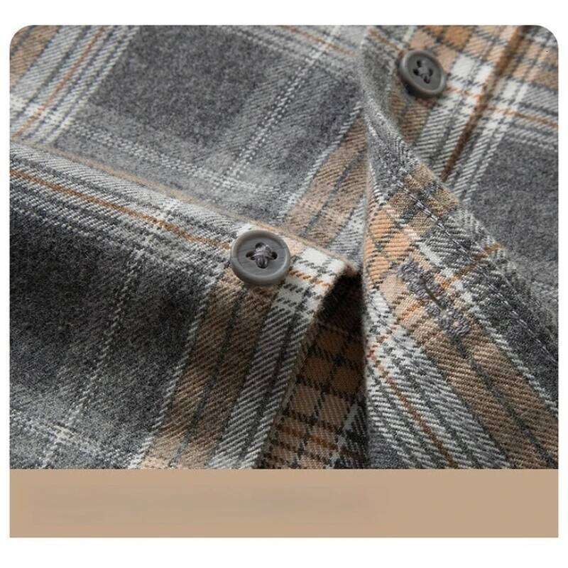 100% Flannel Shirt Men's, Plaid Casual Jacket, Anti-Wrinkle, Multi-Color Gold Quality Long-Staple Cotton M-4XL 26Y0311
