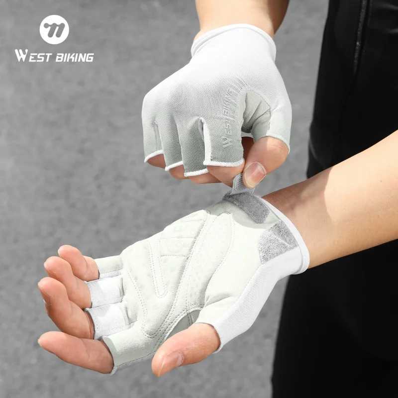 WEST BIKING Summer Half Finger Bike Gloves Breathable Sports Cycling Gloves Anti-slip Shock Absorption Palm Pads Bicycle Gloves M260311