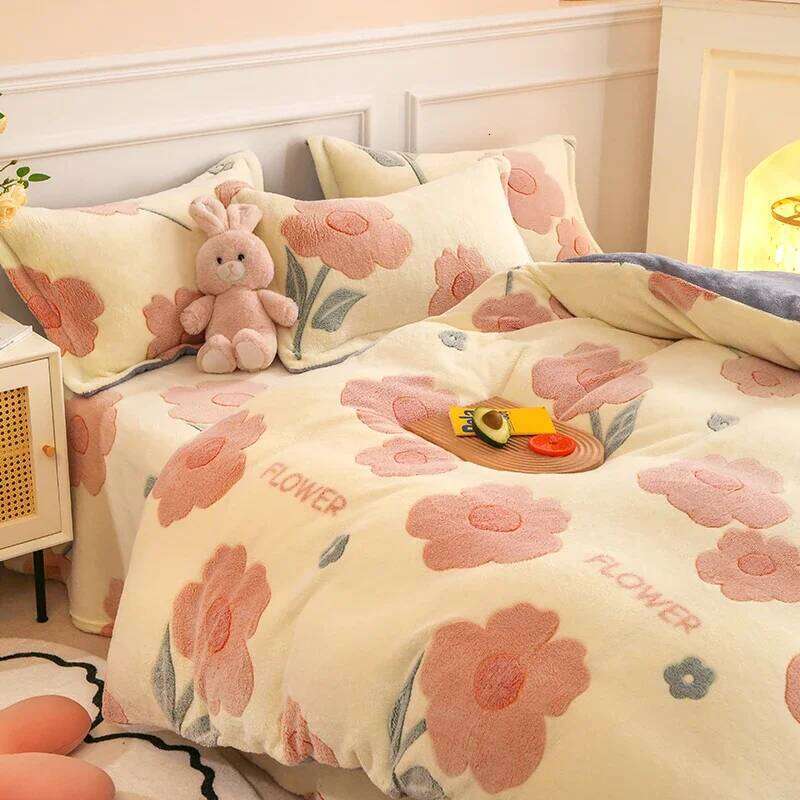 Thick Fleece Warm Flannel Coral Winter Duvet Cover Sided Velvet Bedding Set Single Double Queen King Size Quilt cover H260311 - view 6