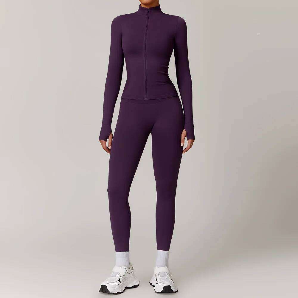 Seamless Clothes Women Sportswear Yoga Suits Tracksuits Fitness Zipper Long Sleeved Sports Set Gym Leggings 26H0311