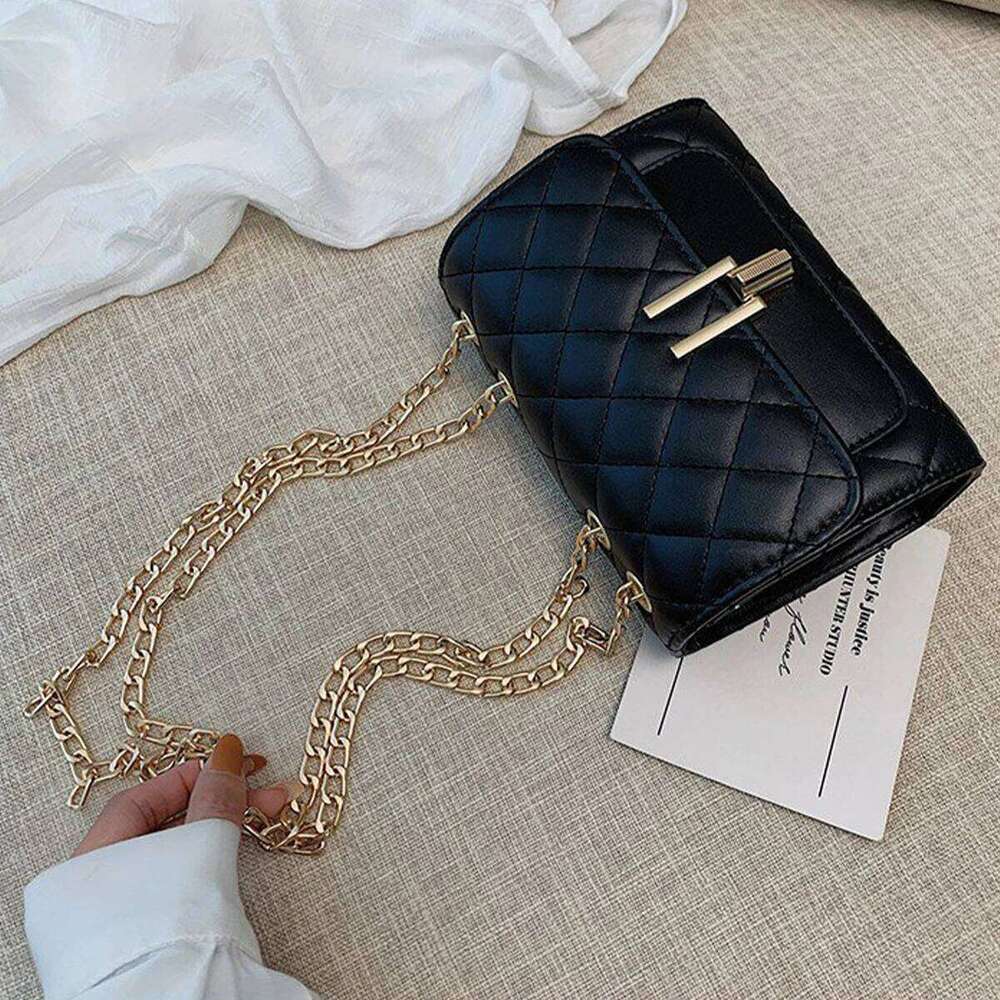 1 Pc Elegant Quilted PU Shoulder Women, Mini Magnetic Flap Closure Crossbody Bag Perfect For Daily Use /Commut XJ260311