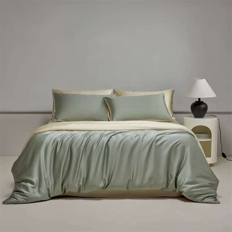 Four piece set of natural solid color bedding, ice silk smooth nude sleeping bedding H260311