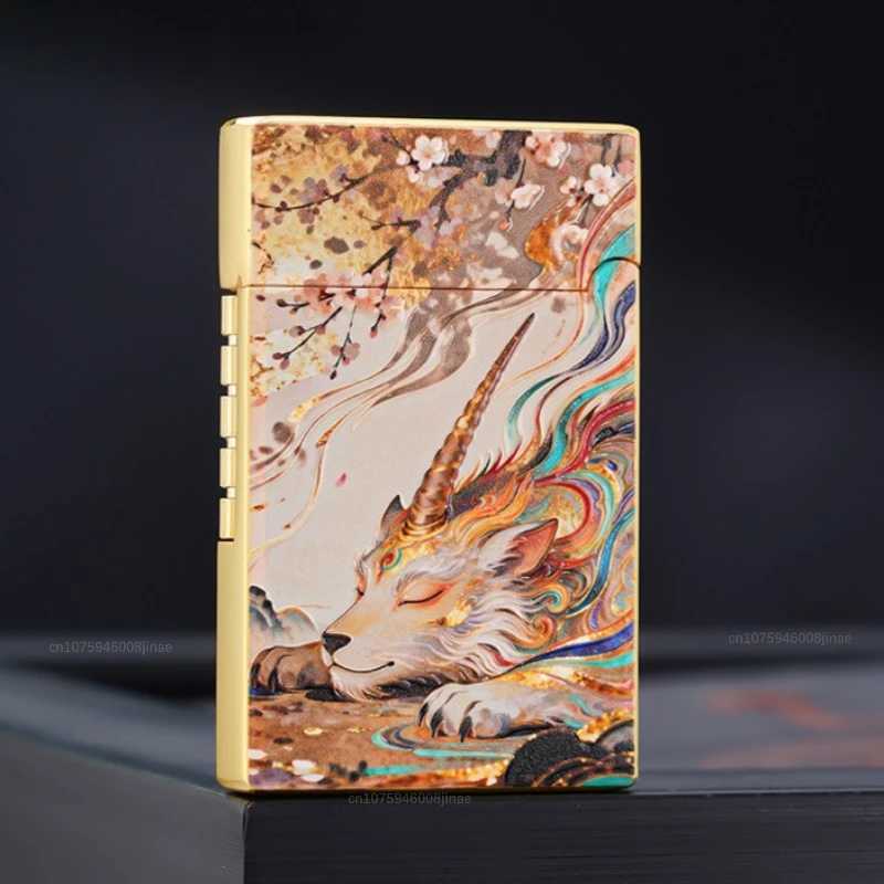 NEW 3D piano sound inflatable lighter metal color printed cigarette lighter side wheel lighter mens holiday gift N260311