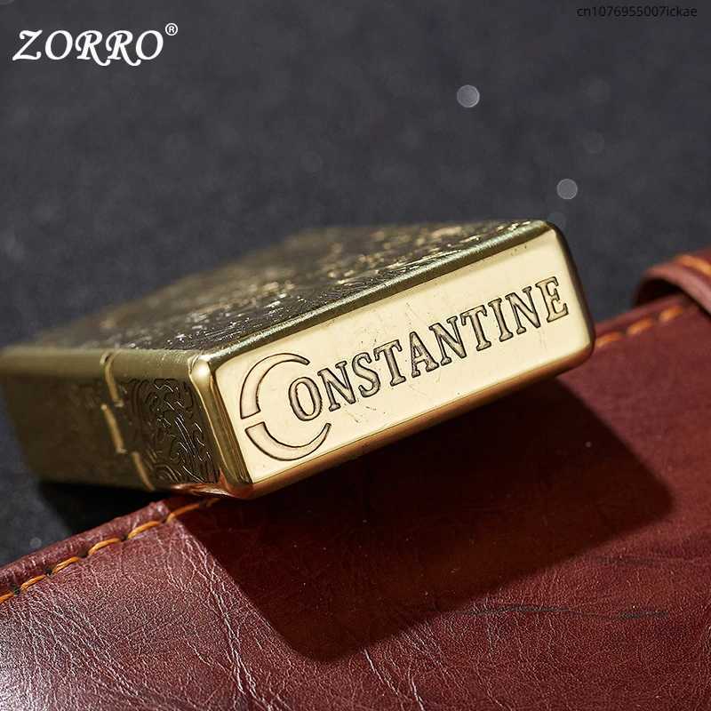 Retro High End Waterproof Sealed Armor Constantine Kerosene Lighter 3 Hinge Metal Petrol Lighter Mens Gift N260311