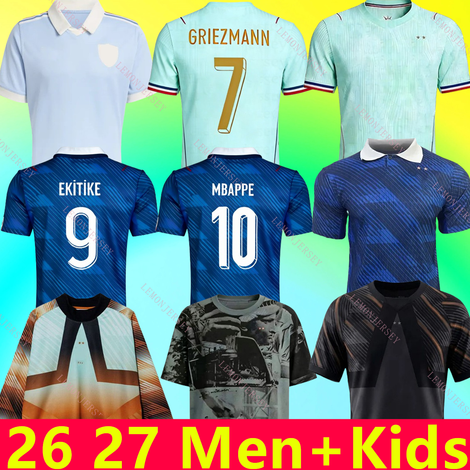 world cup 2026 French club MBAPPE GRIEZMANN soccer jerseys 2026 2027 DEMBELE Men Kids Kit socks Sets TCHOUAMENI GIROUD KOLO MUANI NKUNKU Maillots de football shirts