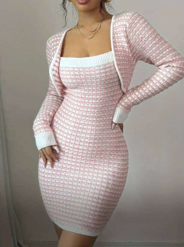 Elegant Ladies Knitted Spring Autumn Versatile Sweater Dress Stylish Women's Fashion Comfortable Fit Clothing Z260311