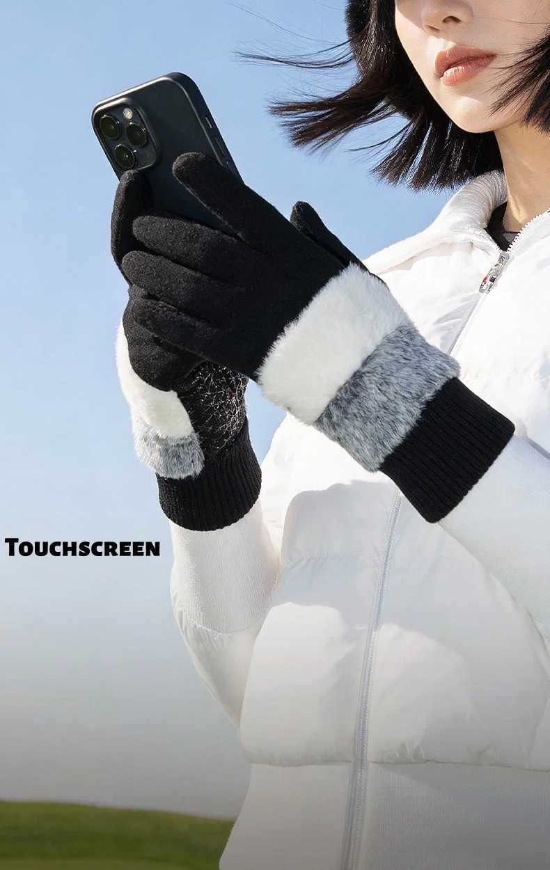 Fashionable Gloves Women Outdoor Windproof and Cold-Resistant Gloves Mens Cycling Gloves with Palm Anti-Slip Fleece Lining M260311