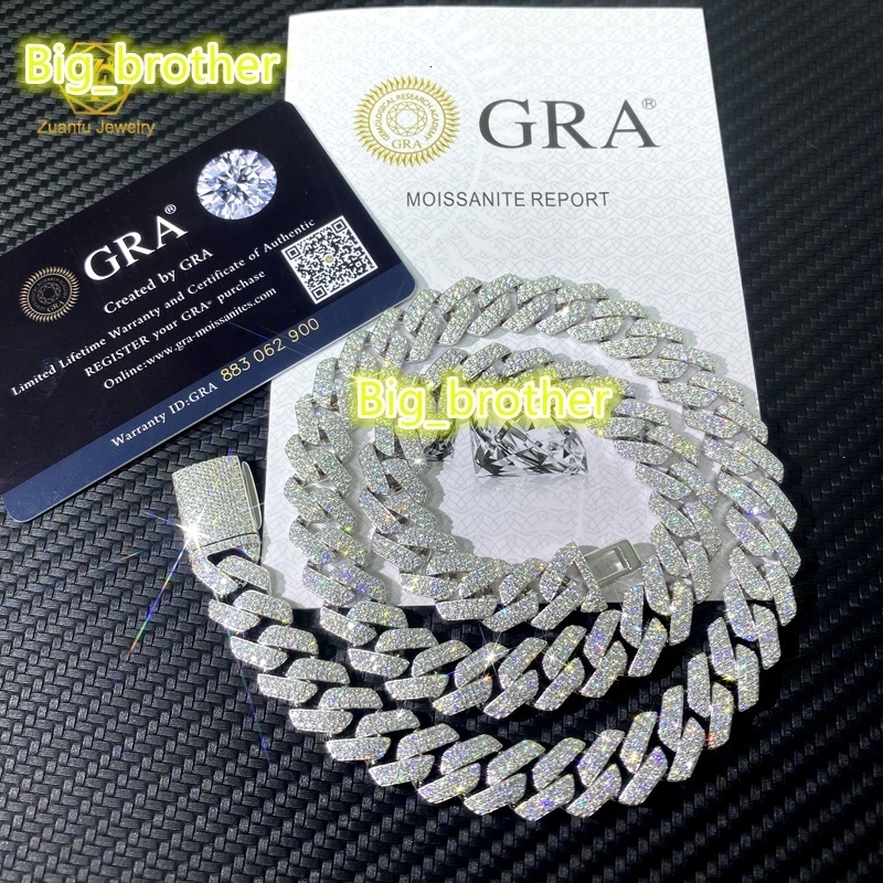 8MM 10MM Real Gold Plating Trendy 925 Silver Necklace Moissanite Cuban Link Chain Hip Hop Jewelry Iced Out Cuban Chain