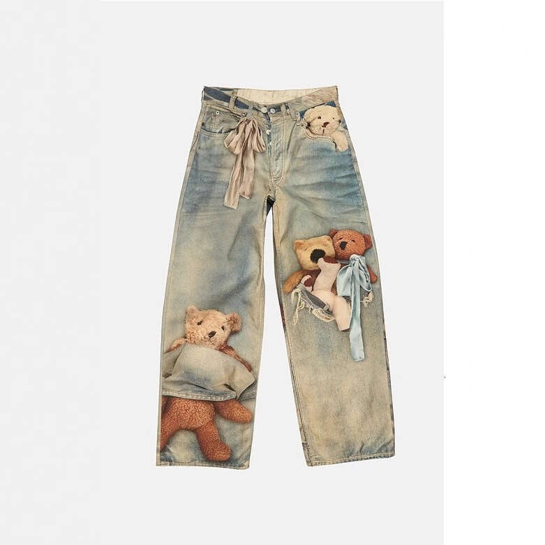 Women S Baggy Jeans Print Graphic Denim Pants Harajuku Cowboy Tie Dye High Street Tide Stylish Design New MAKOUFEI