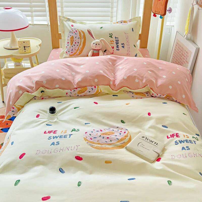 3pcs New Printed for Ladies Bedroom Apartment Student Dormitory Sweet Wind Cartoon 1pc Quilt Set +2pcs Pillowcase H260311