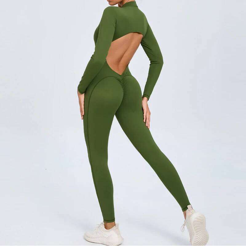 Hearuisavy V Sports Jumpsuit Yoga Clothes Rompers Women Long Sleeveles Workout Bodysuits less One-piece Suit Female 26H0311