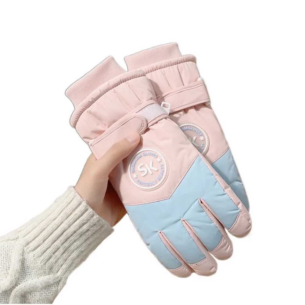 Fashion Lining Ski Gloves Thick Cotton Waterproof Touch Screen Gloves Windproof Winter Warm Gloves For Women M260311