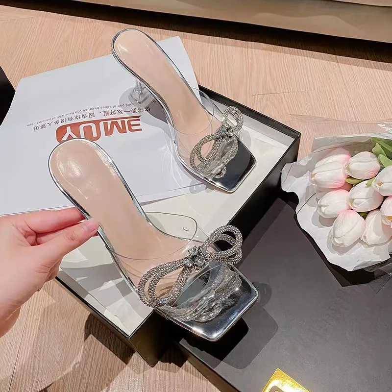 Summer New Style Fashion Sexy Comfortable Banquet Casual Rhinestone Elegant High Heels Bow Womens Zapatos Mujer K260311