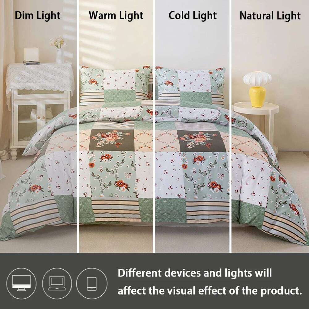 3pcs/set Splice Floral Pattern Set1 & 2 PillowcaseSoft And Skin-Friendly Duvet Cover Bedding Set For H260311