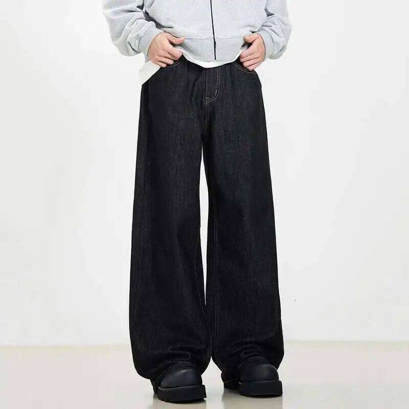 IEFB Simple Men's Denim Pants Vintage Washing Wide Leg Loose Jeans Casual Straight American Style Male Trousers New 2026 9W190 Z260225