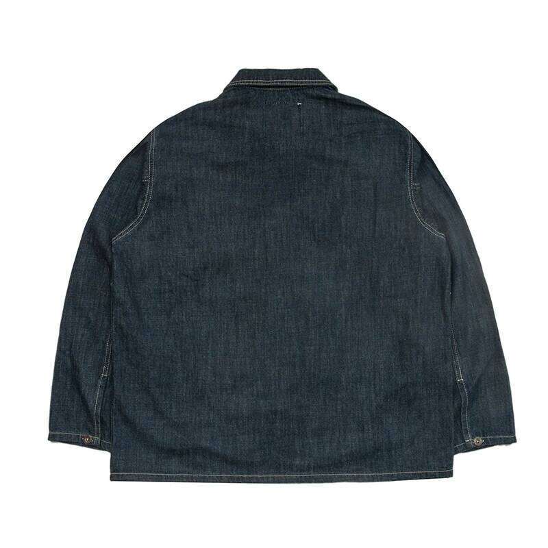 1920s Vintage US Army Spring Summer Blue Denim Work Uniforms Loose Pullover Shirt Jacket 26H0311