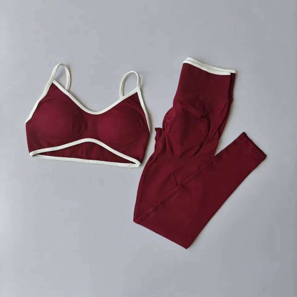 2pcs Sport Sets Women Push Up Yoga Pants Hollow Gym Fitness Bras Workout High Waisted Leggings Seamless Tights Set Suit 26H0311