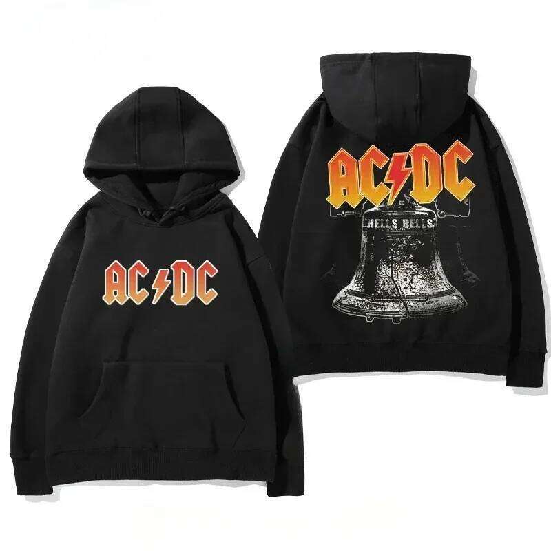 Men's Autumn/Winter Printed AC/DC American Hard Rock Band Hoodie, Adult Casual Retro Long-Sleeve Sports Pullover C260311