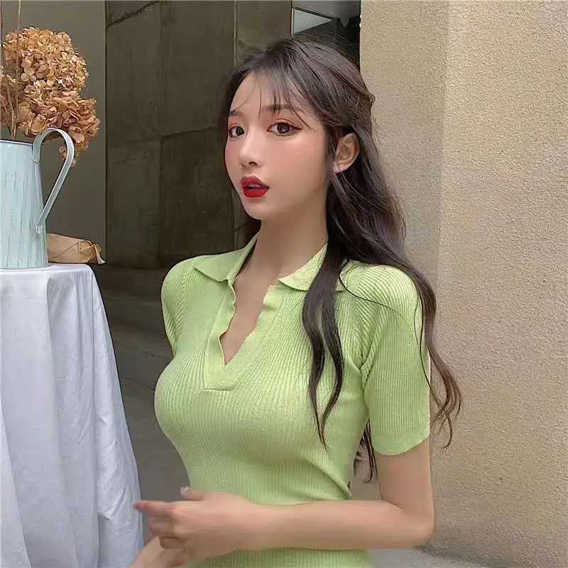 Short Sleeve Dress Women Slim Knitting Female Clothes Summer Streetwear Vacation Casual Soft Sweet Sexy Basic Ulzzang Vestidos M260311