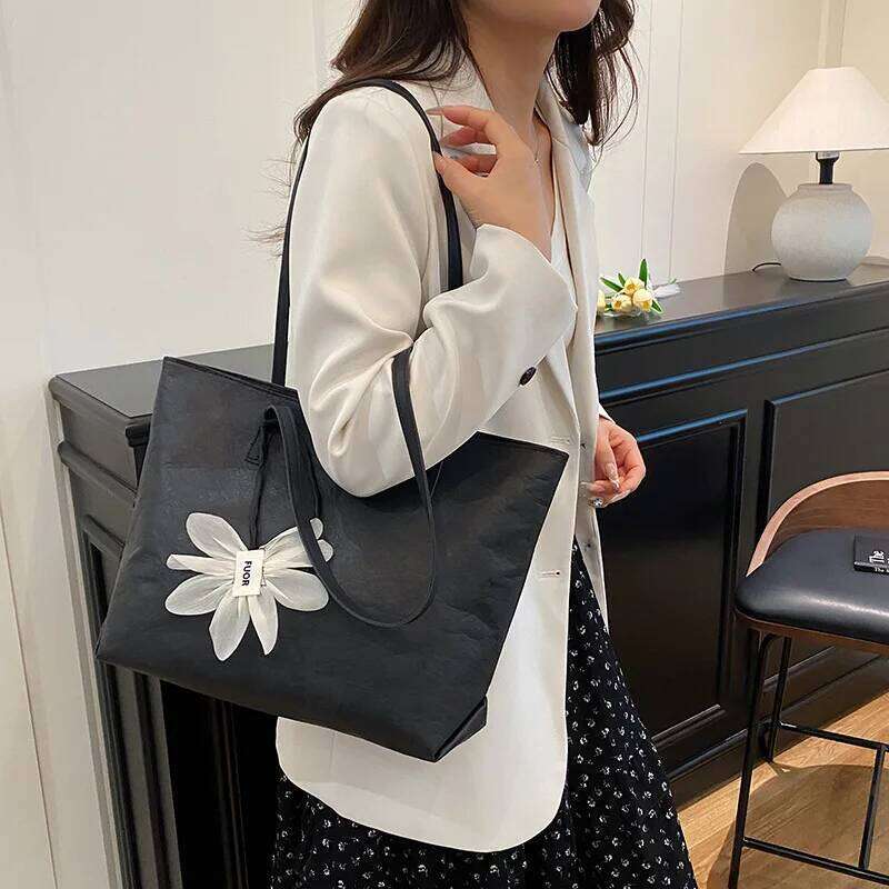 Versatile Women Pu Leather Shoulder Bags Large Capacity Ladies Office Tote Bag Solid Color Simple Female Bucket Handbags Purse XJ260311