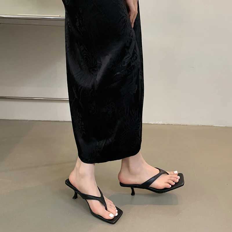 Sexy Heels Sandals Slides Ladies Shoes Fashion Women Pumps Square Toe Stiletto Flip Flops High Heels Slipper Female Summers K260311