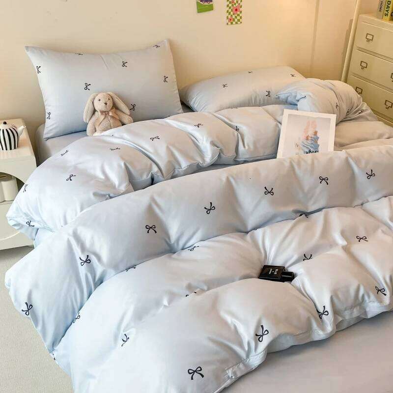 3pcs Blue Duvet cover set 1*Duvet Cover + 2*Pillowcase, Without Core, ow print Bedding Set, Soft Comfortable H260311