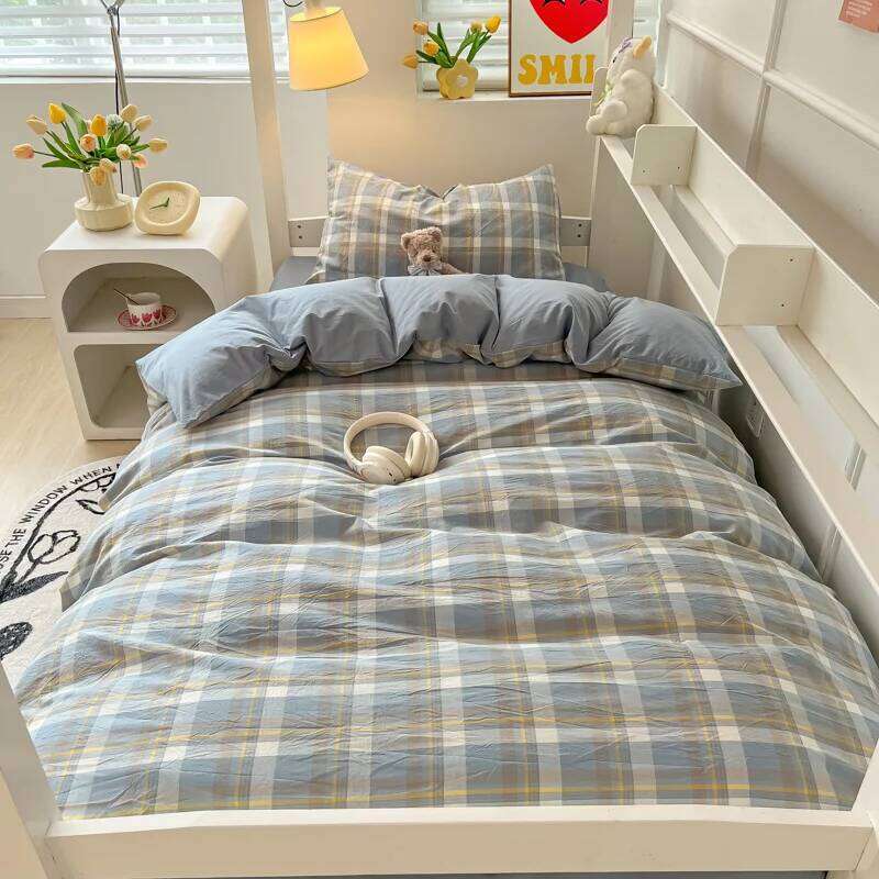 Wash Cotton Bedding Duvet Pillowcases Sheet Soft Comforter Cover Bed Linens Set Queen King Size Nordic Style H260311