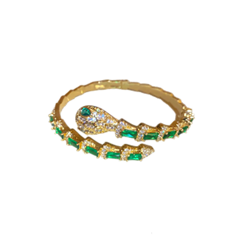 Bracelet18K Real Gold Plated Zircon Snake Bracelet Shape Open Personality National Style Trendy Bracelet Light Luxury High-End Sense Jewelry For Brace