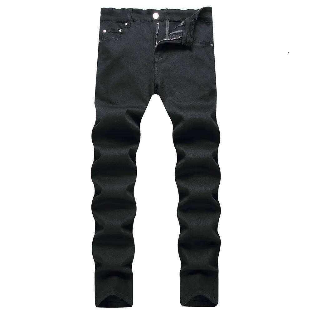 Men Classic Pure Black Jeans All Match Stretch Denim Pants Casual Plus Size Slim Straight Trousers Z260225