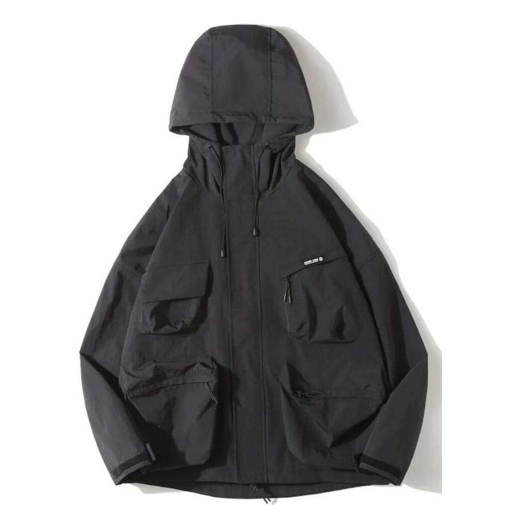 Multi Pocket Hooded Cargo Men Women Japanese Harajuku Casual Windbreak Jacket Outdoor Spring Autumn Fashion Couple Coats 26H0311
