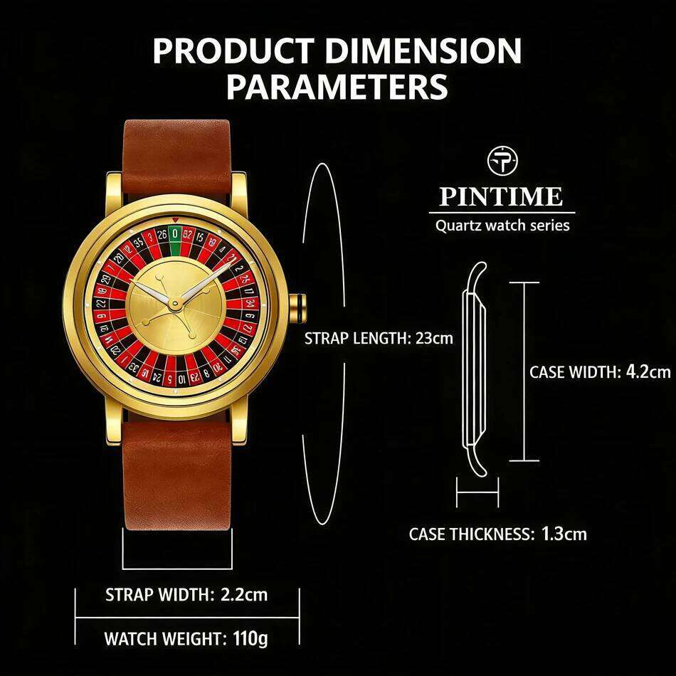 Luxury Quartz Watches Rotate the dial Unique and Innovative Design Concept Gold-Tone Sports Men's Watch