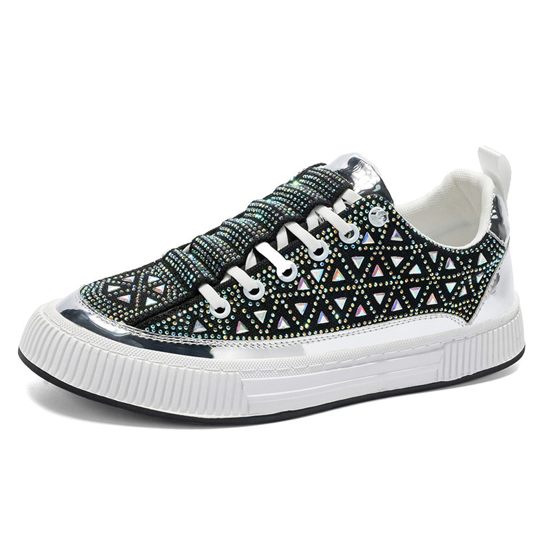 Luxurious Single-heel Luxury Men's Shoes - Bright All-diamond Color Sport And Casual Shoes - Teenage Punk-style Shiny And Fiery Diamond-encrusted