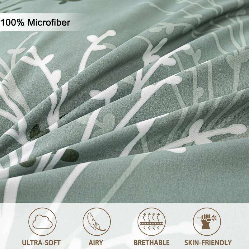 3pcs/set Leaf Floral Pattern Set1 & 2 PillowcaseSoft And Skin-Friendly Duvet Cover Bedding Set For Hom H260311 - view 5