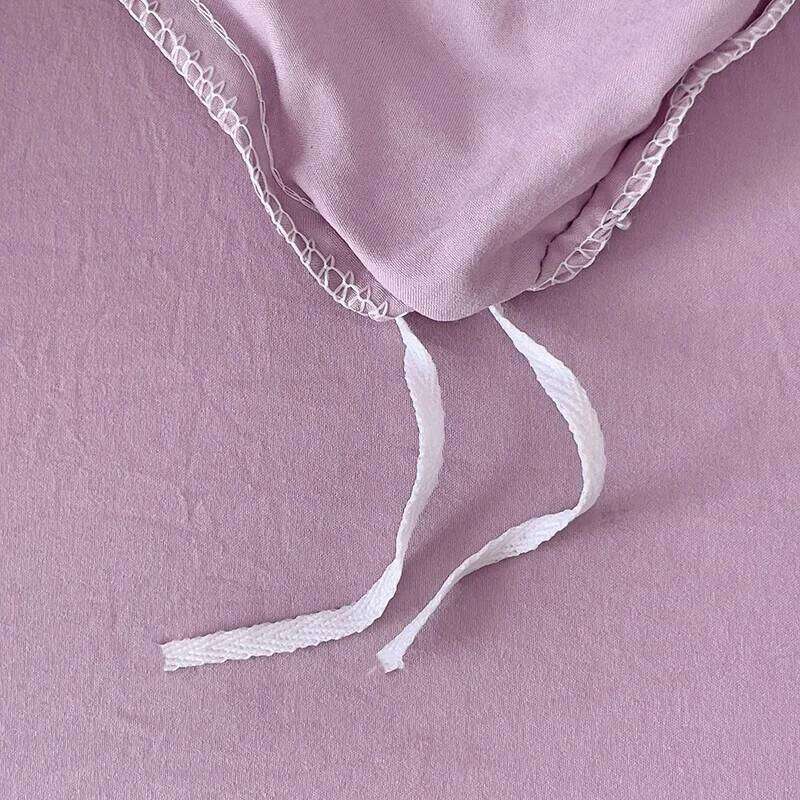 Bow-knot Duvet 3pcs Microfiber Soft Bedding Set Simple Purple Comforter Girly Bedroom Quilt Cover with 2 Pillowcases H260311