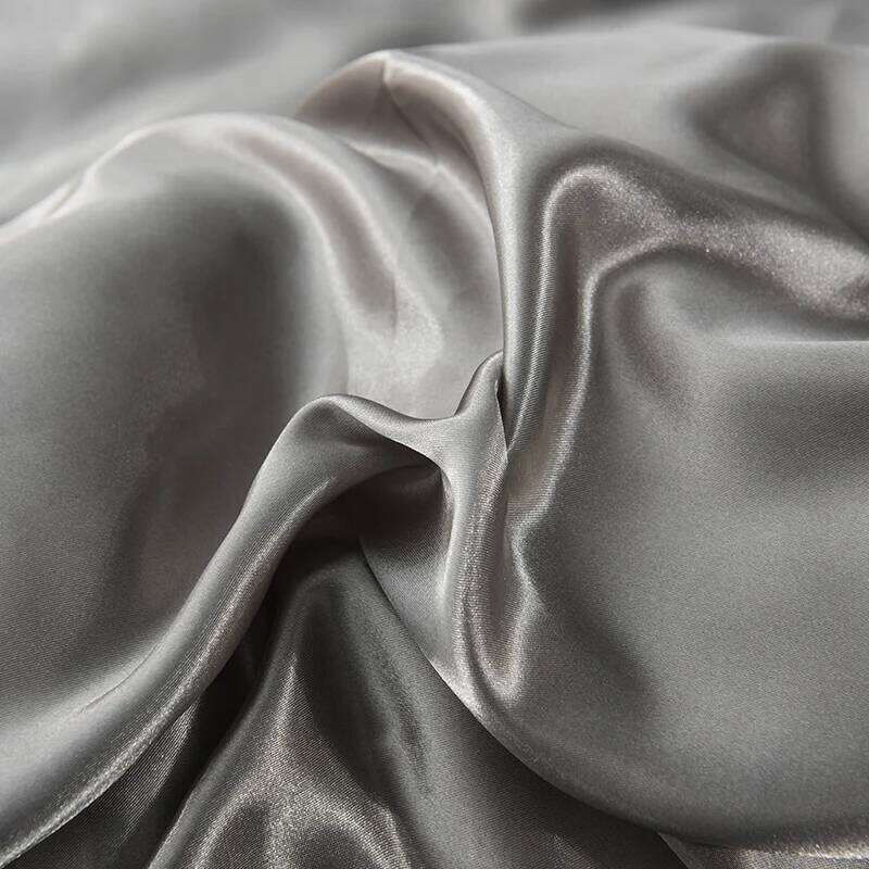 Solid Silk Bedding Set with Bed Sheet Duvet Cover Pillowcase Satin Single Couple Bedsheet King Queen Double Twin Size H260311 - view 4