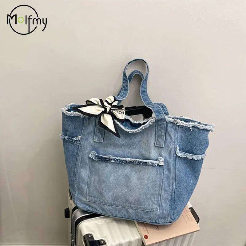 Denim Designer Bags Large Capacity Multifunctional Shoulder Bag Commuting High Quality Women Luxury Handbag Fashion Droshipping XJ260311