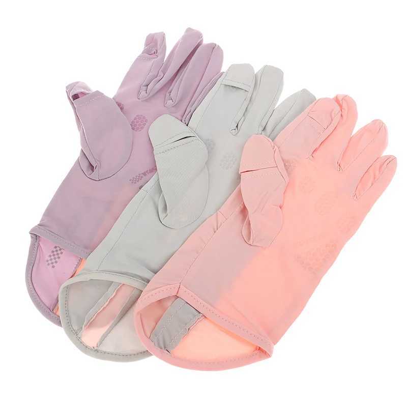 Summer Sunscreen Gloves Women Thin Ice Silk Anti-ultraviolet Dew Finger Touch Screen Driving Riding Non-slip Breathable Gloves M260311