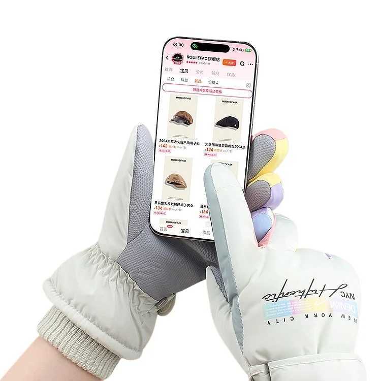 Warm Winter Skiing Gloves Fashion Letter Windproof Thermal Sports Gloves Waterproof Touch Screen Cycling Gloves for Snowmobile M260311