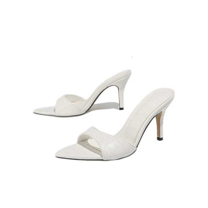 Women Sexy Pointed Toe High Heel Slippers Simple Solid Color Ladies Large Size Party Shoes Comfortable Rubber Sol K260311