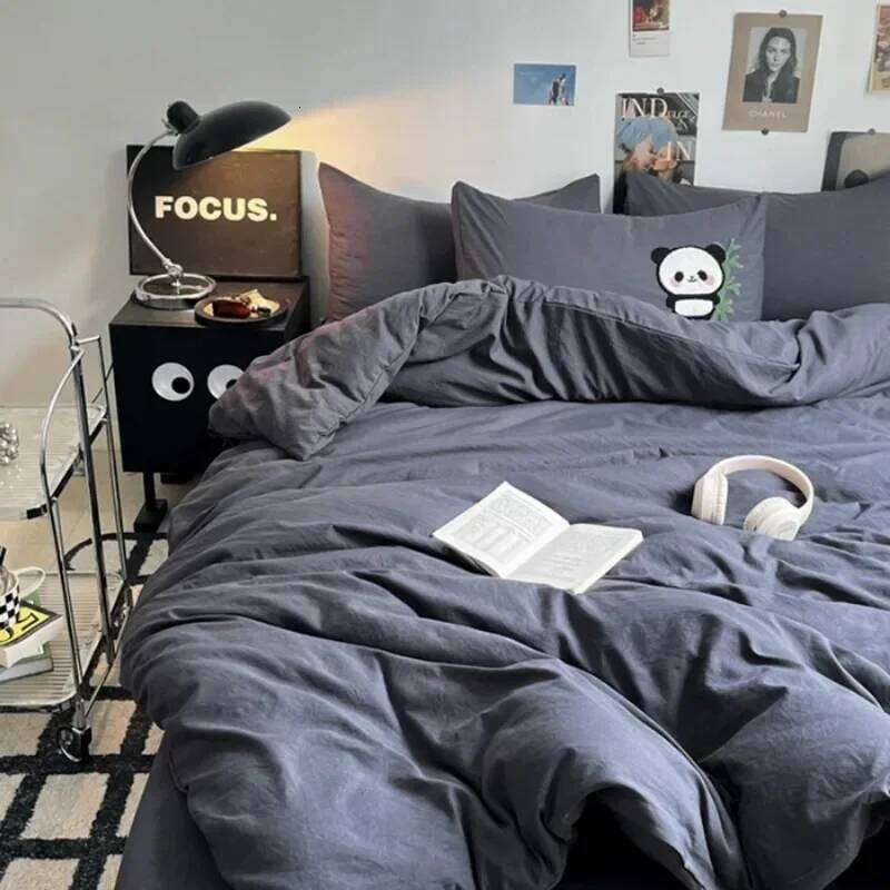 2024 new Class A washed cotton towel embroidery four-piece set mixed and matched plain solid color four-season universal H260311