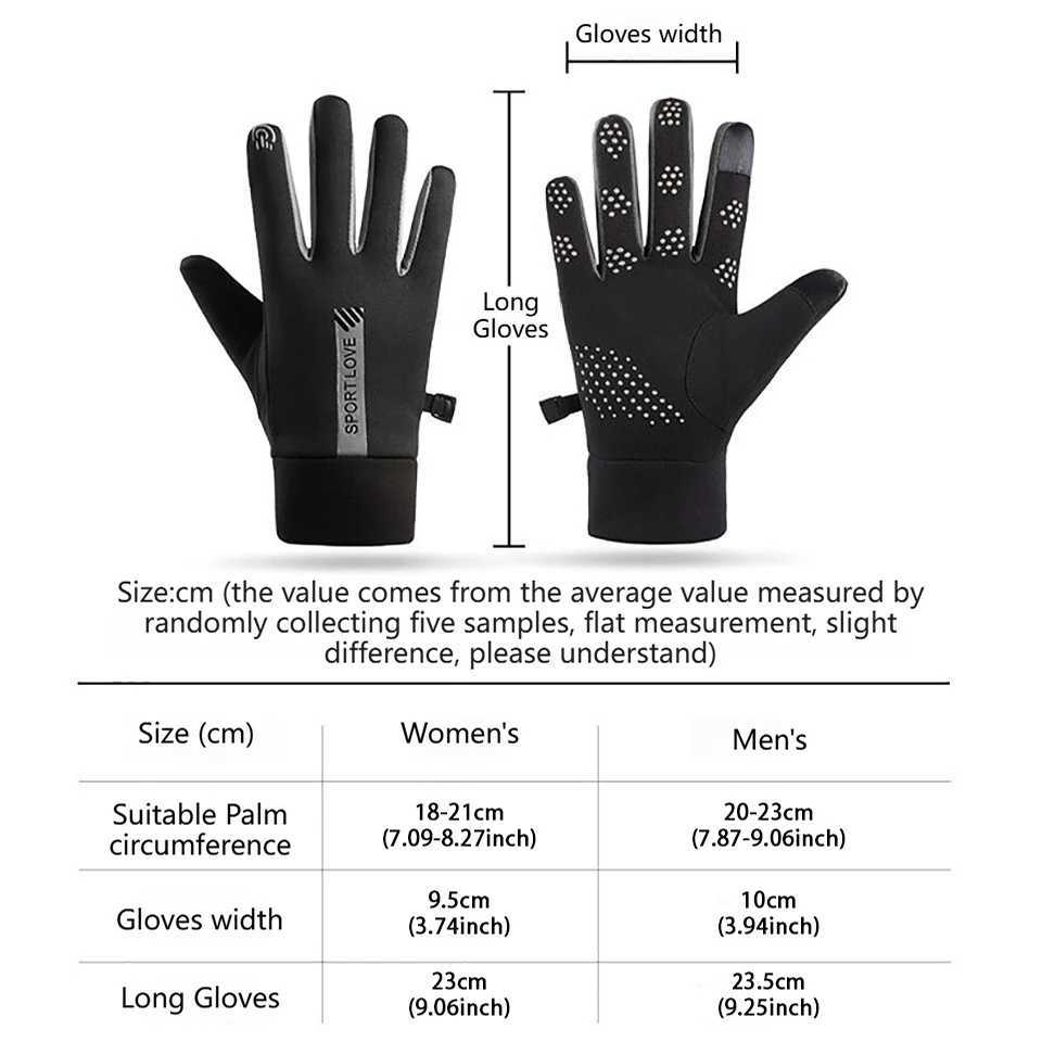 LOOGDEEL 1Pair Windproof Keep Warm Outdoor Cycling Winter Warm Gloves Fleece-Lined Thickened Couple Style Anti-Slip Touch Screen M260311