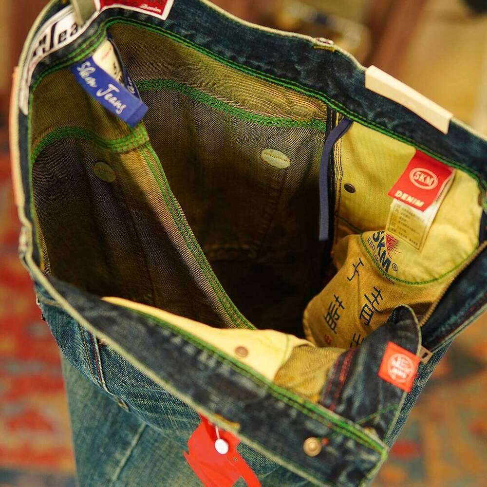 14.5oz Emerald Green Red Selvedge Denim Jeans for Men Autumn American Vintage 100% Cotton Casual Relaxed Straight Leg Pants 5KM Z260225