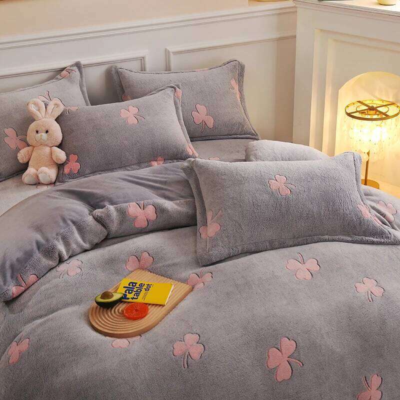 Warm Soft Flannel Duvet Cover Coral Fleece Winter Thick Single Double Queen King Size Quilt cover Sided Velvet Bedding H260311