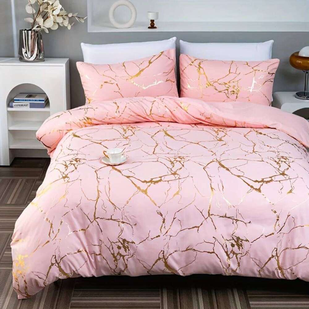 Classic Hot Stamping Texture 3D Print Bedding Set Soft Duvet Cover King Queen Twin Single Size Bithday Gift Bedroom Decoration H260311
