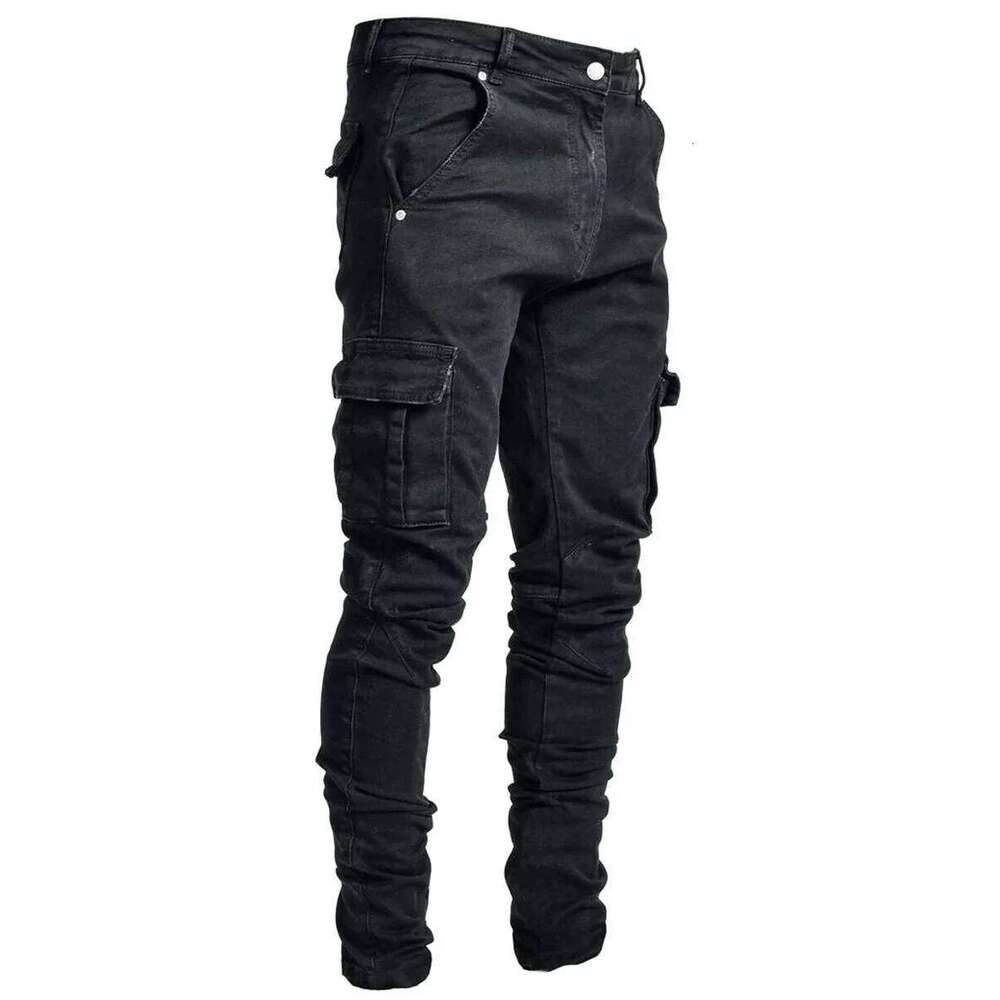 Mens Stretchy Skinny Ripped Men Side Pocket Washed Slim Denim Pants Biker Jeans Fashion Sweatpants Hip Hop Trousers Jogger Z260225