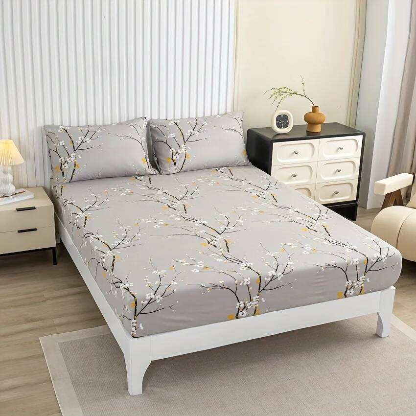 3pcs Printed Pattern Set, 1* Fitted Sheet + 2* Pillowcases, Without Core H260311 - view 4