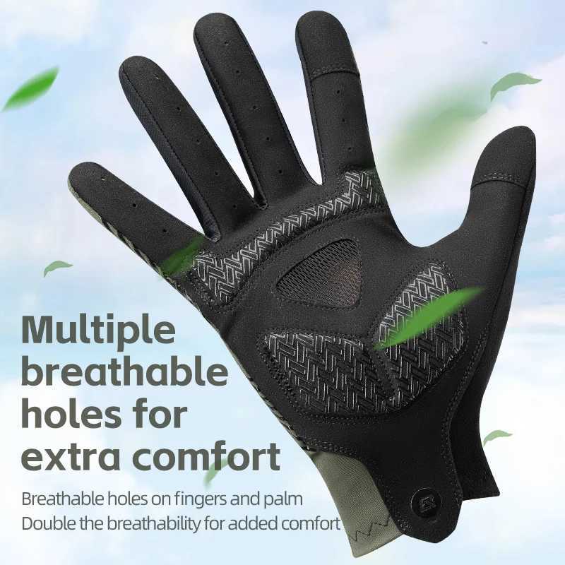 ROCKBROS Summer Cycling Gloves Breathable MTB Road Bike Non-slip Gloves Touch Screen Spring Full Finger Motorcycle Riding Gloves M260311