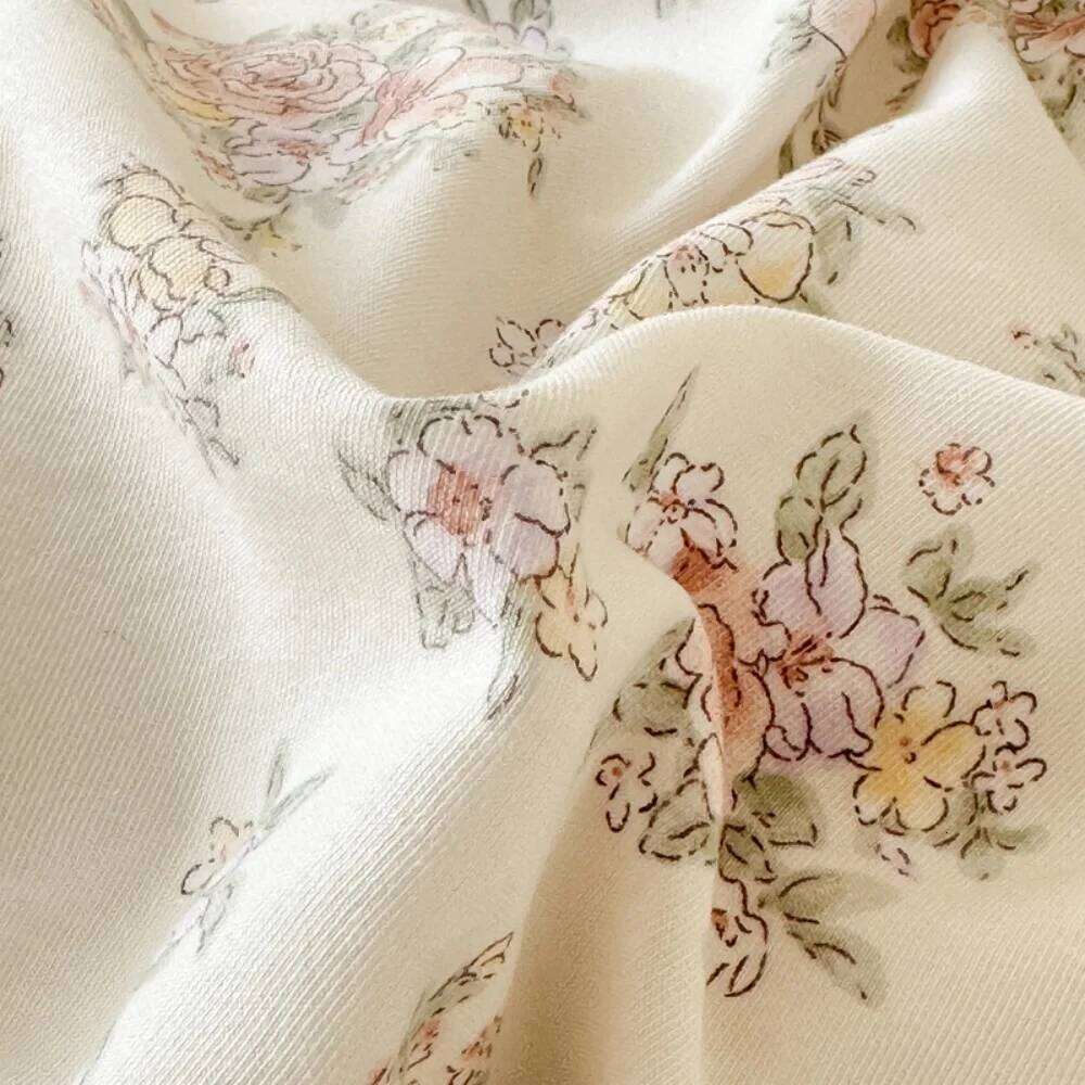 Korean Style knitted Double-Layer Yarn Four Piece Floral Lace Ruffles Bedding Set Soft Quilt Cover Bed Sheet Pillowcase 4Pcs H260311